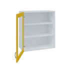 MH - 65S horní skříňka boxová, 1-dveřová, prosklená, levá, 770x654x440, korpus bílý, dvířko žlutá od